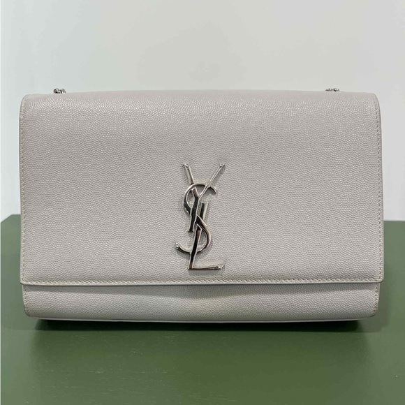 SAINT LAURENT  Grain De Poudre Medium Classic Monogram Kate Satchel Souris Bag - Picture 1 of 13